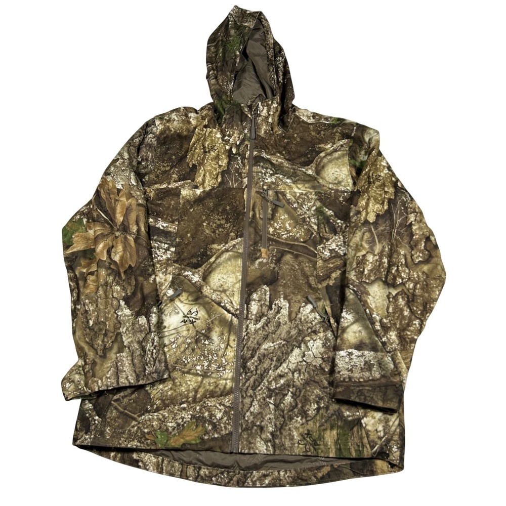 Realtree APX Hunting Jacket Mens Medium Camo Scent Control Hooded Full‎ Zip 2100